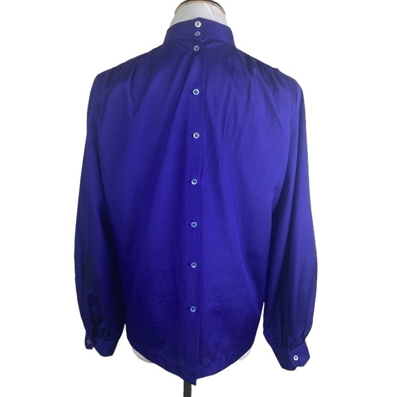 Liz Claiborne Vintage Pleated Front Button Down Back Blouse Women's 8 Purple - Picture 2 of 12